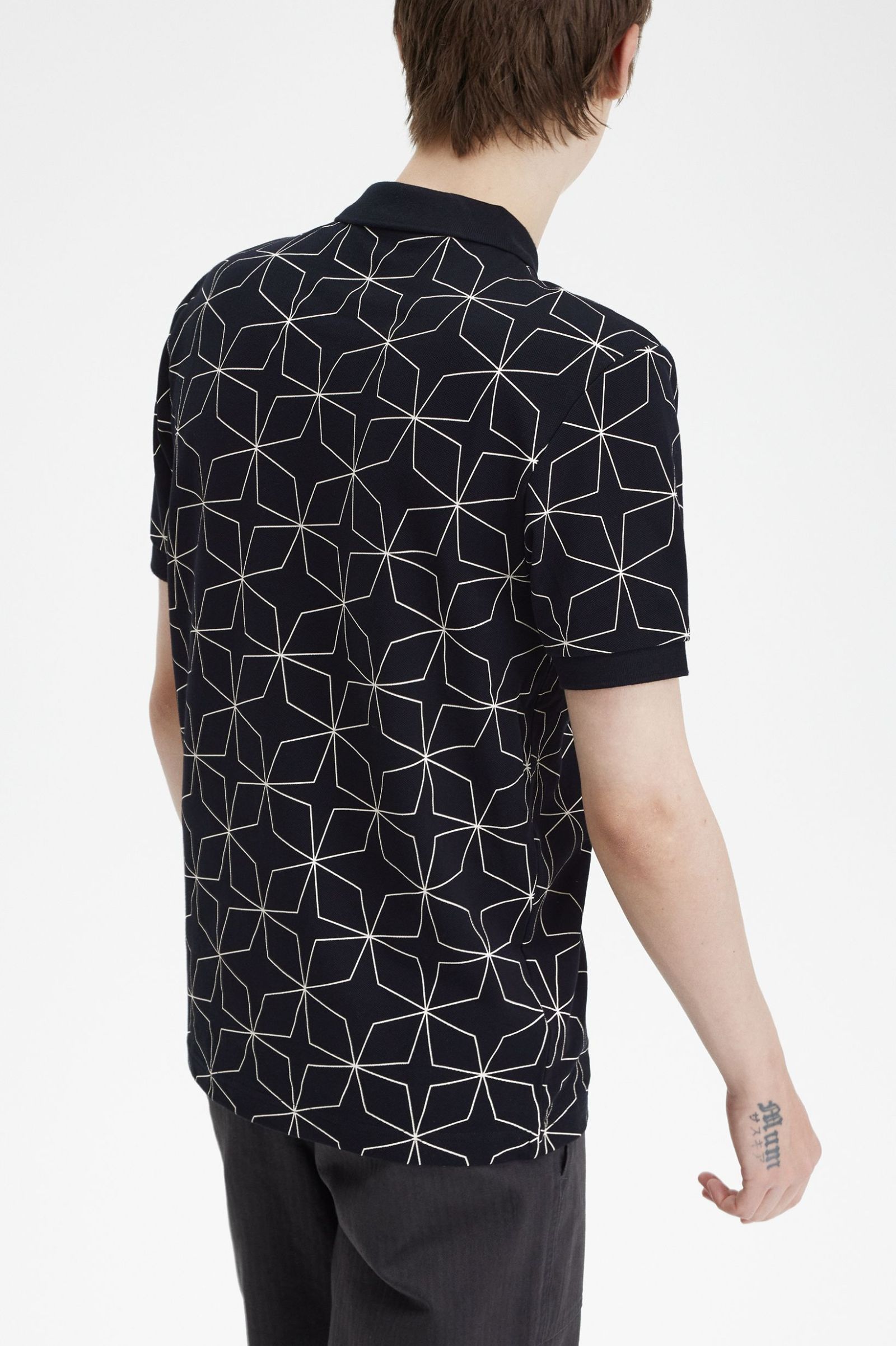 Geometric Polo Shirt - Black | Men's Polo Shirts | Short & Long