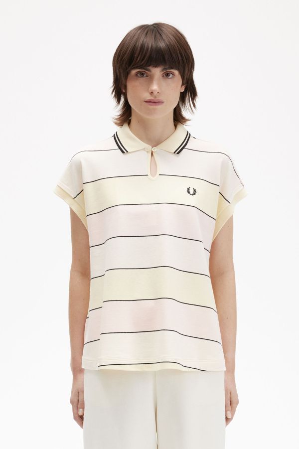 Striped Keyhole Piqué Shirt