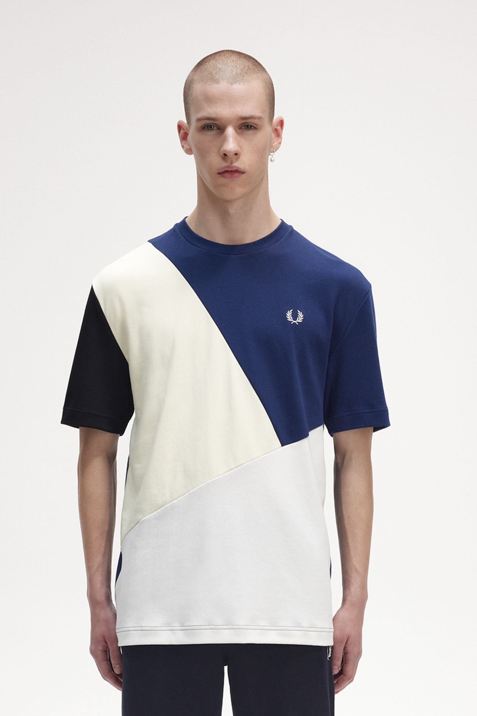 Abstract Colour Block T-Shirt - French Navy | Men's T-Shirts | Designer T- Shirts for Men | Fred Perry