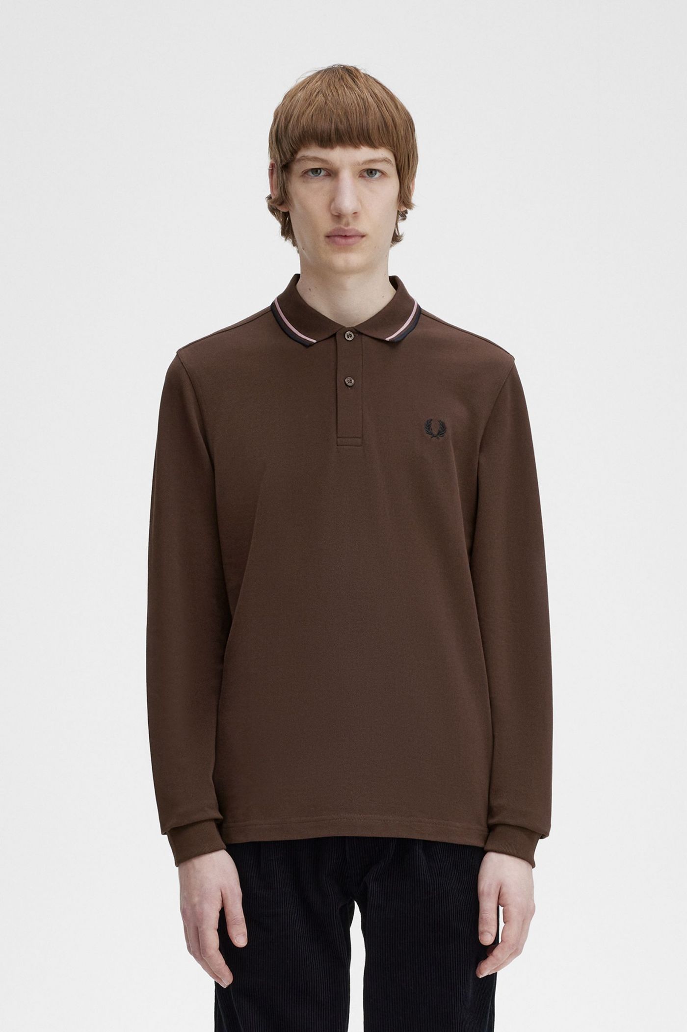 M3636 - Burnt Tobacco / Dark Pink / Black | The Fred Perry Shirt