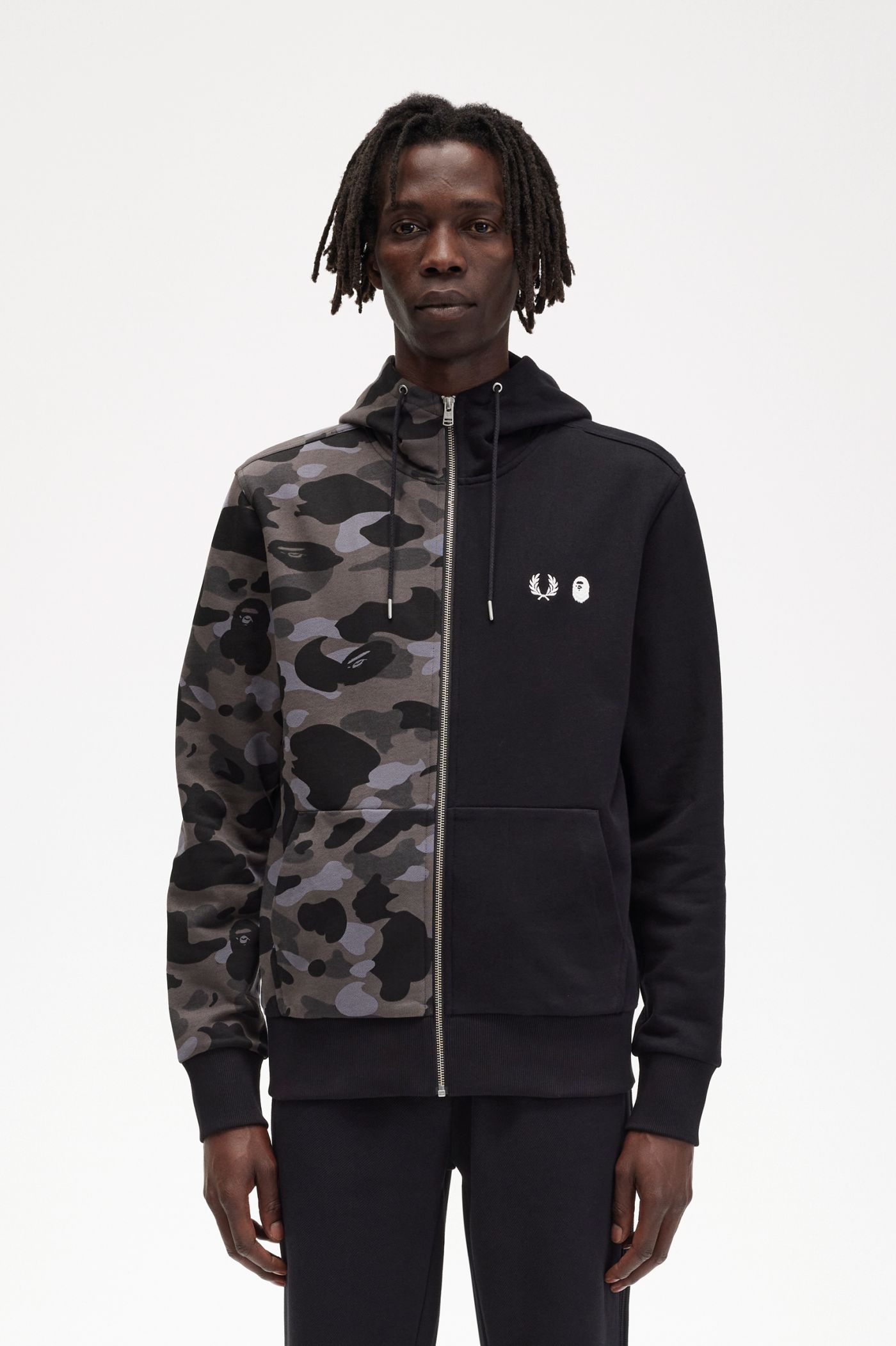 Contrast Zipped Hooded Sweatshirt Fred - US | | Perry Black