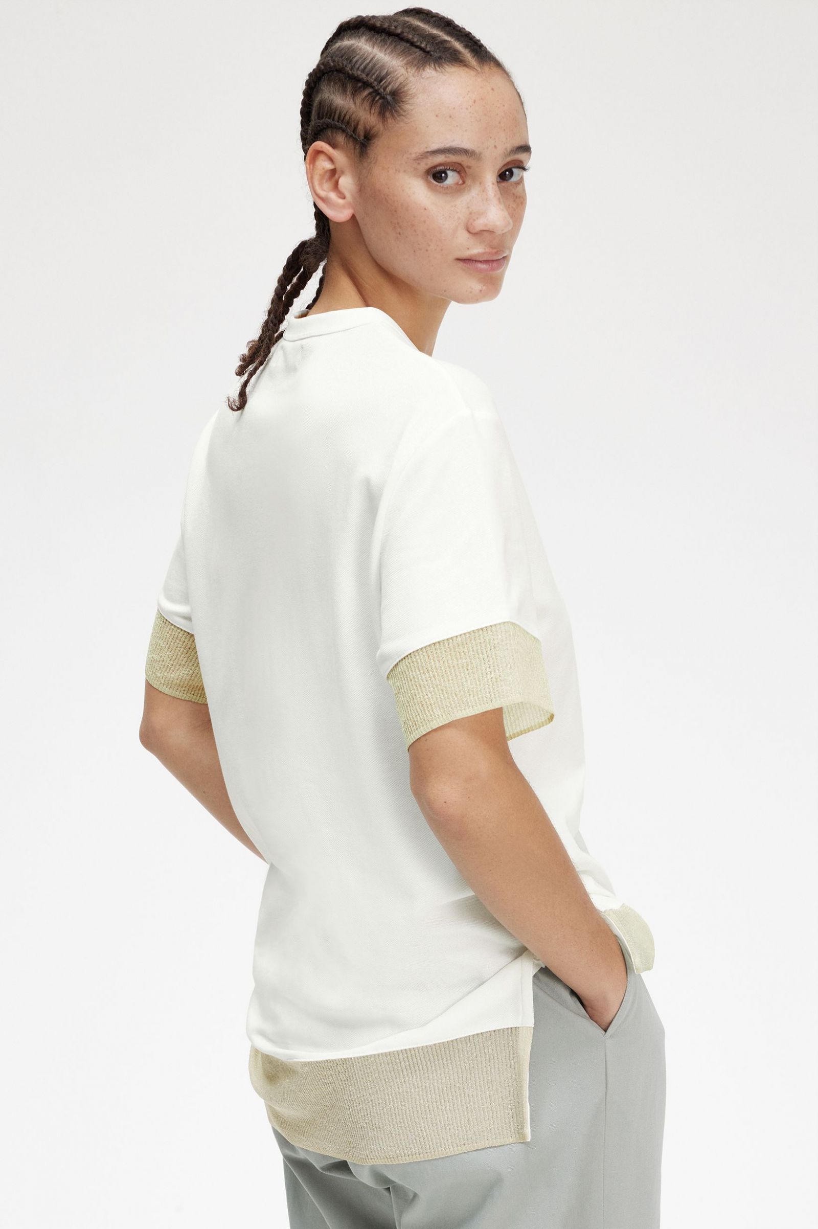 Sheer Trim Piqué T-Shirt