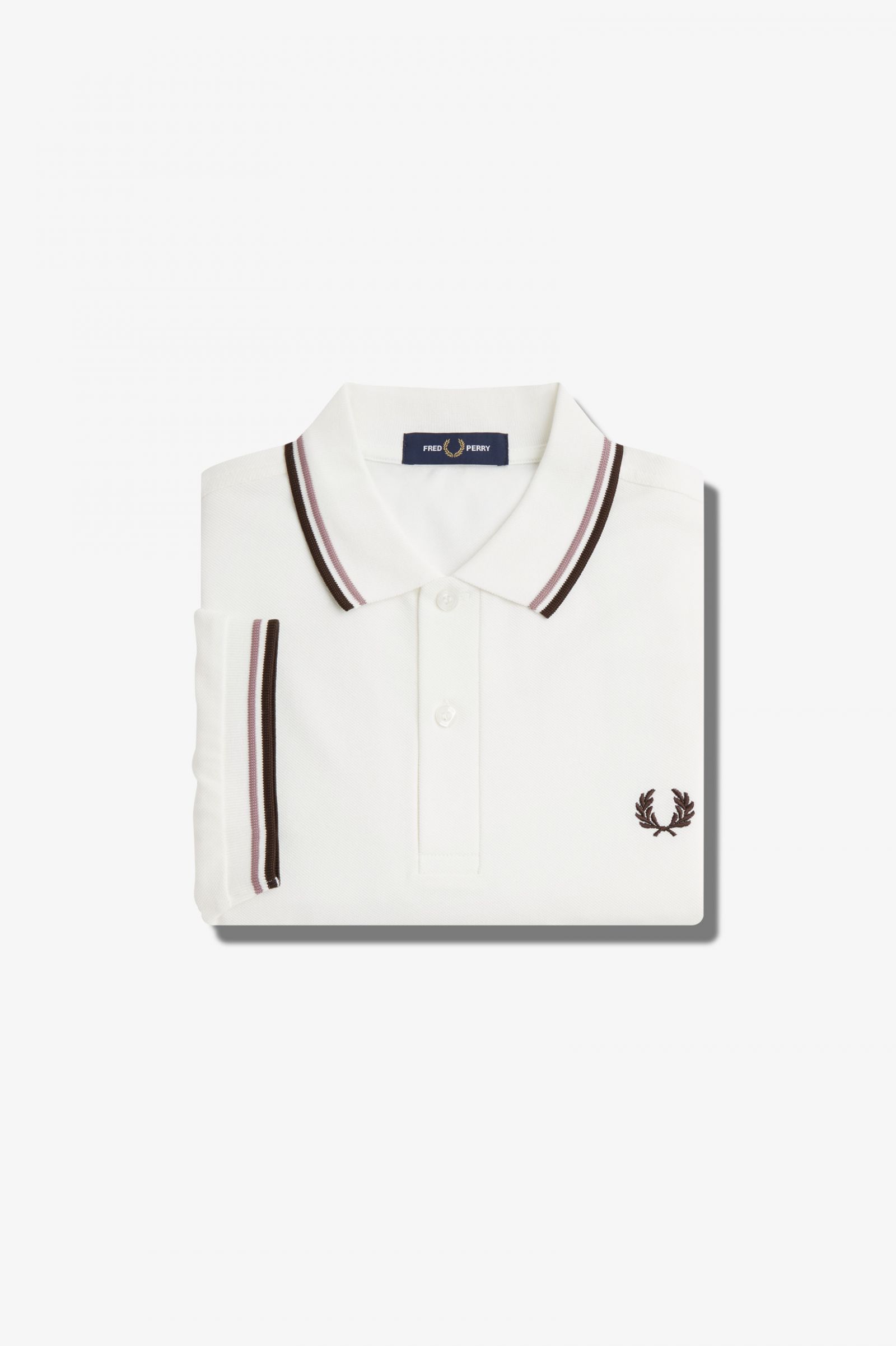 M3600 - Snow White / Deep Pink / Burnt Tobacco | The Fred Perry 