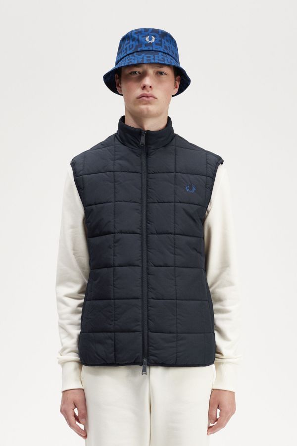 Grid Detail Insulated Gilet - Shaded Stone | Mens Coats & Jackets