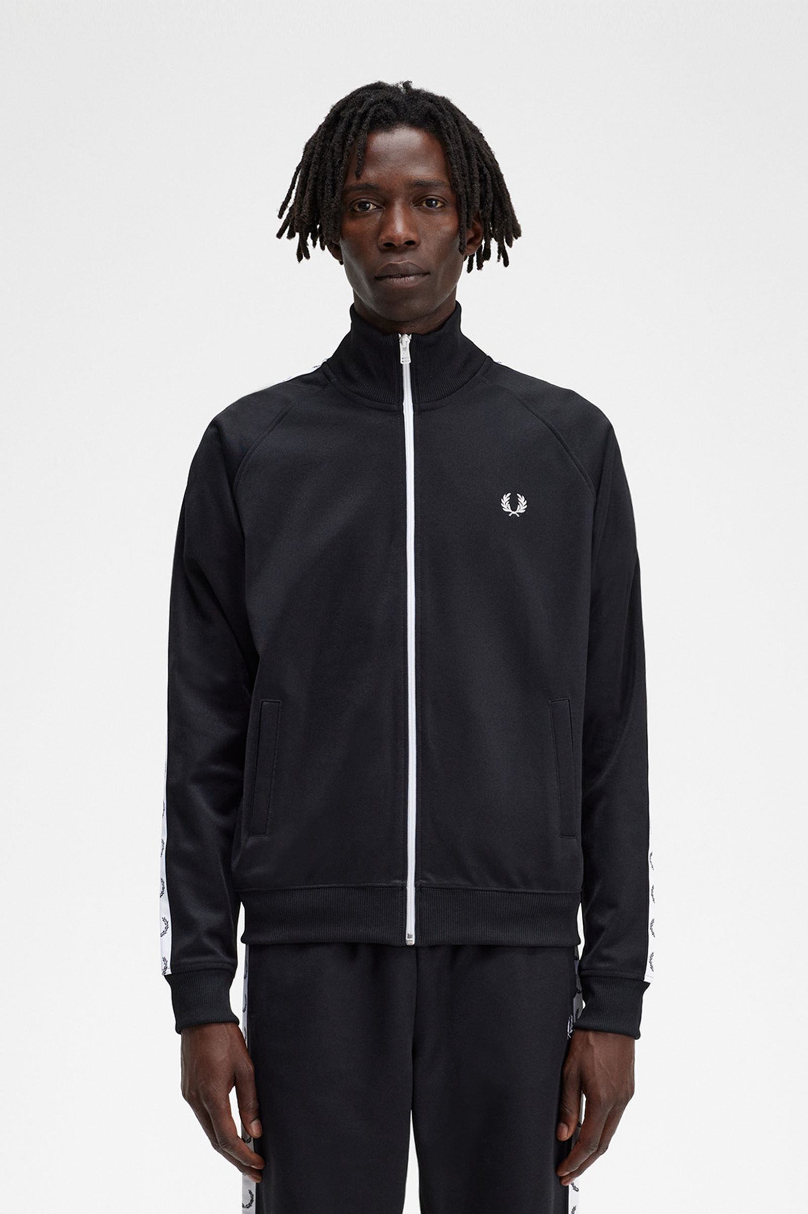 Buy Fred Perry Men Black Solid Knitted Tape Logo Track Jacket