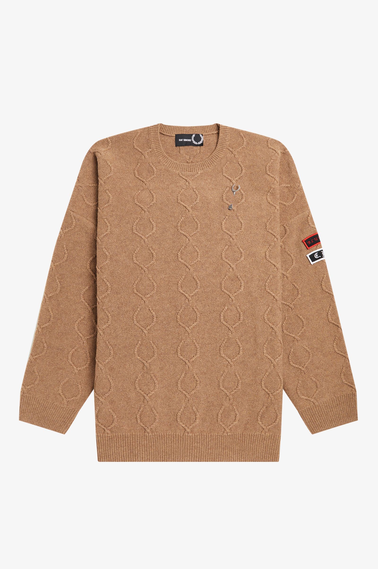 Patch Detail Oversized Jumper - Almond | Raf Simons | Polo Shirts,  Sweatshirts & Outerwear | Fred Perry UK