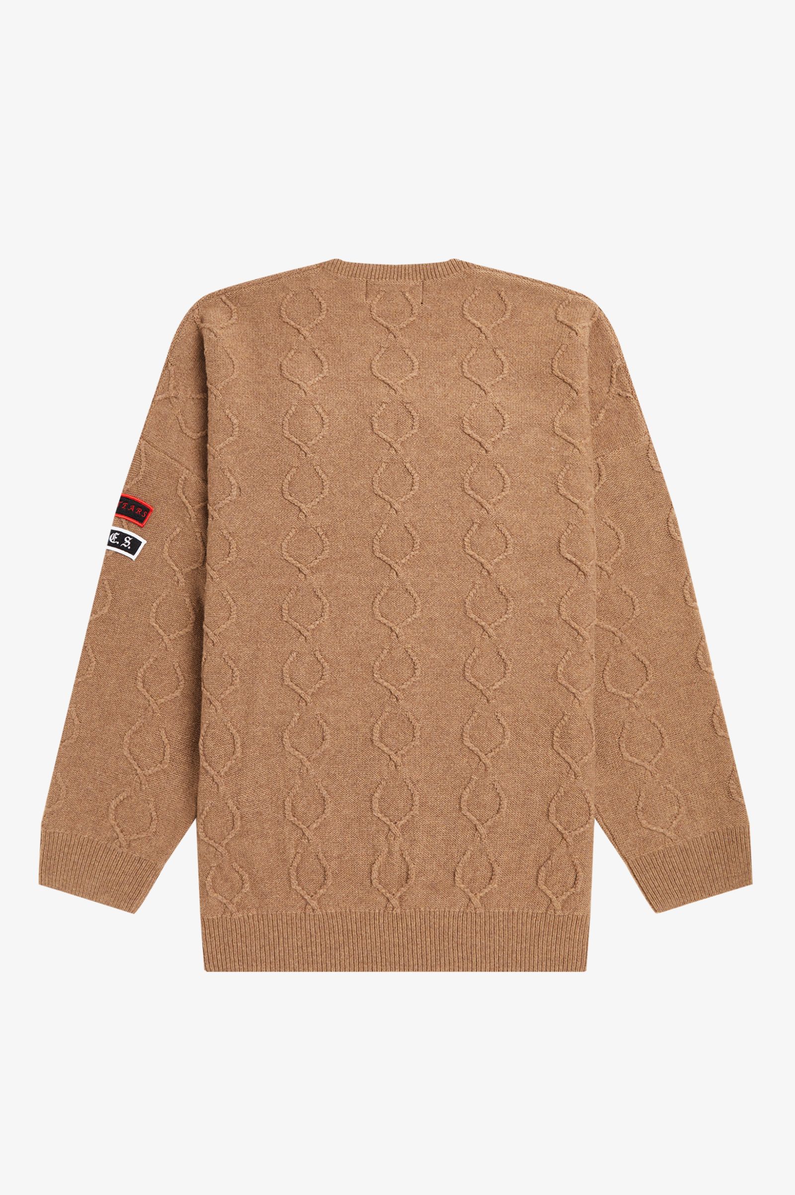 Patch Detail Oversized Jumper Almond Raf Simons Polo Shirts Sweatshirts Outerwear Fred Perry UK