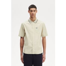 Short Sleeve Knitted Collar Shirt - Light Oyster | Men's Shirts ...