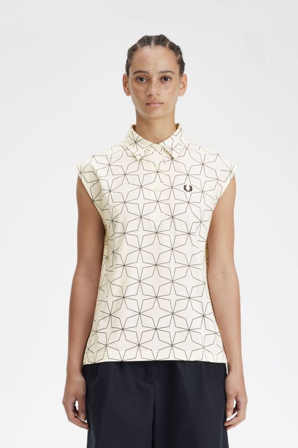 Geometric Print Jersey Polo Shirt