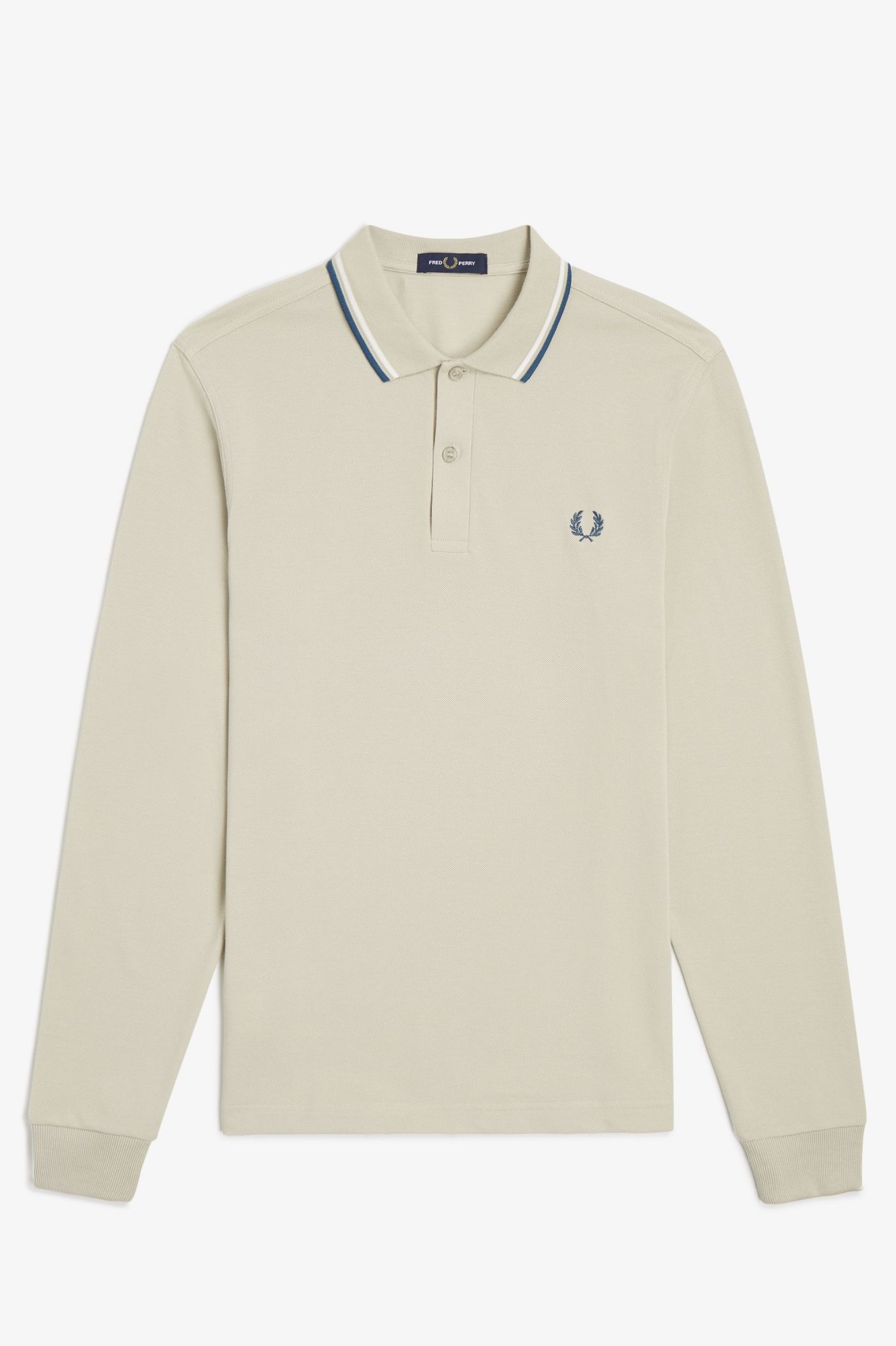 M3636 - Light Oyster / Snow White / Petrol Blue | The Fred Perry Shirt