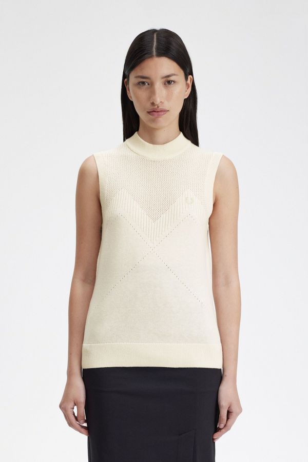 Fred Perry cable knit tank top in black