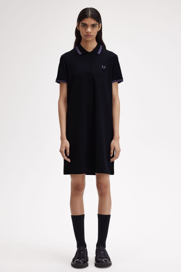 Vestido tipo polo con ribete con dos franjas Fred Perry