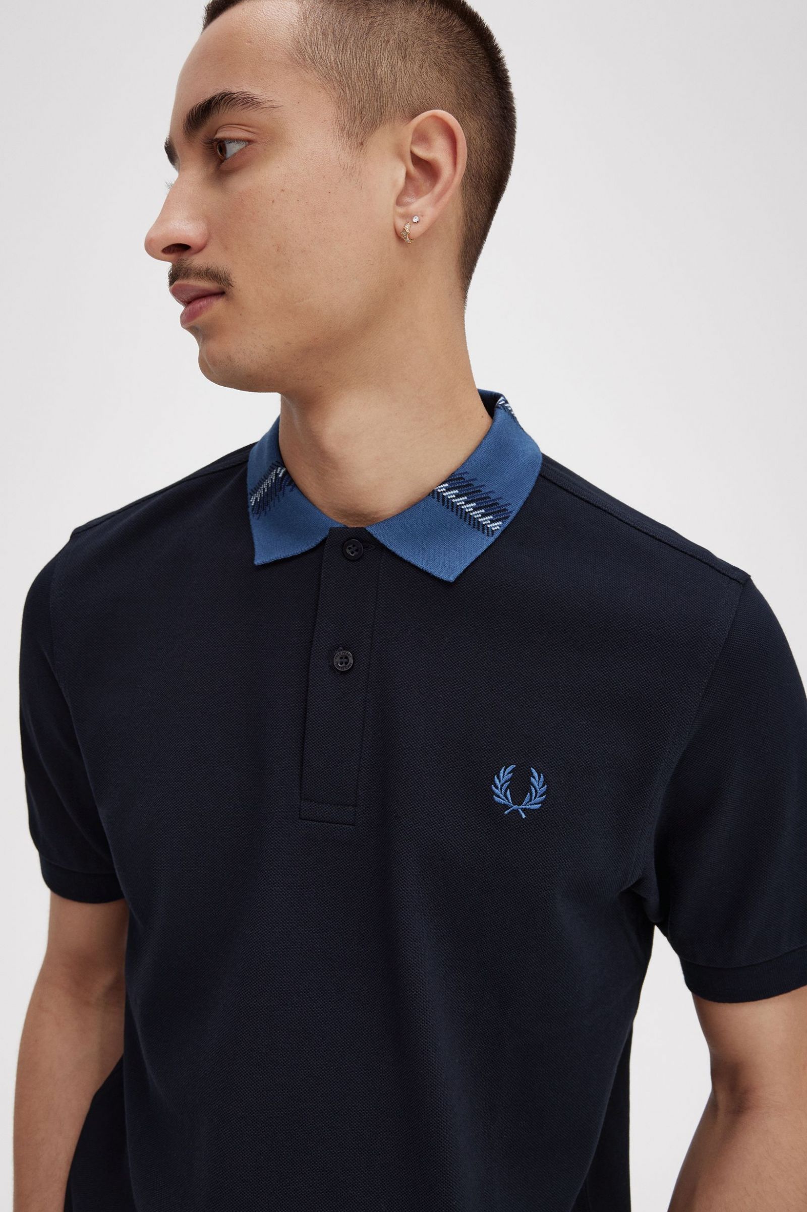Graphic Collar Polo Shirt - Navy | Men's Polo Shirts | Short 