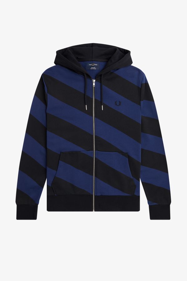 Striped Zip-Through Hooded Sweatshirt