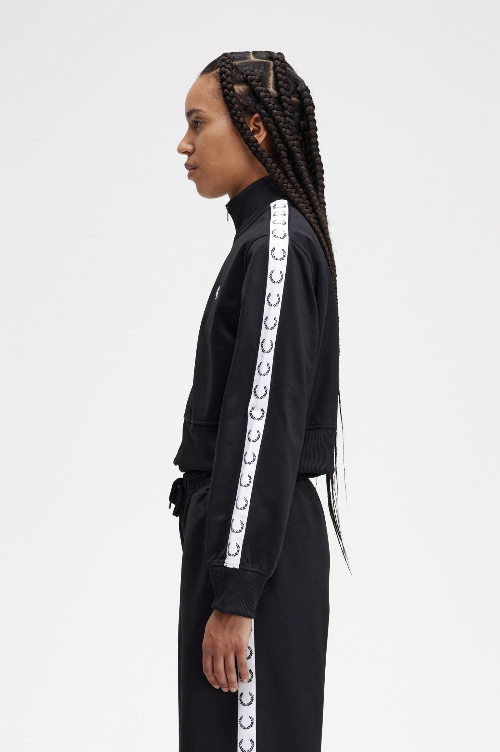 Cropped Taped Track Jacket - Black | Women's Coats & Jackets