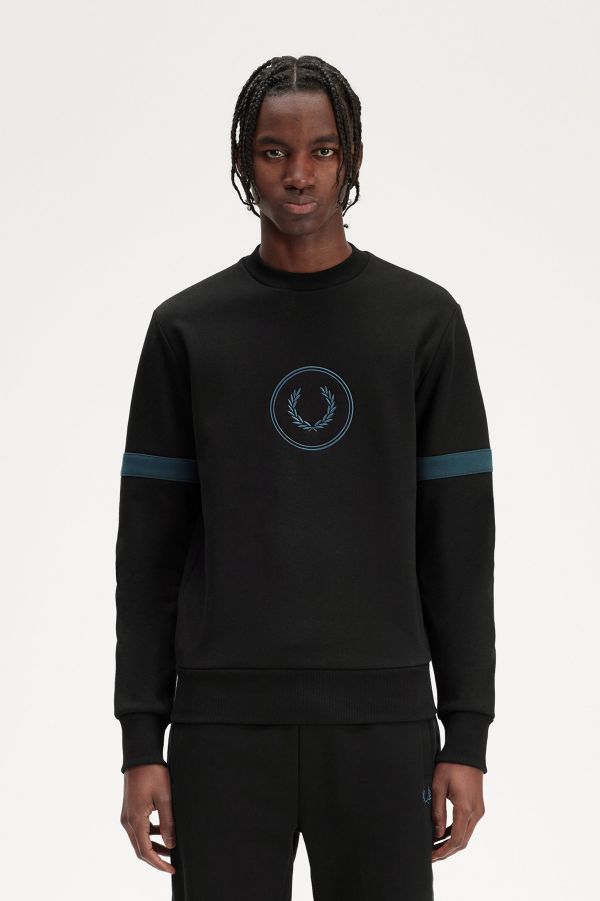 Sleeve Graphic Sweatshirt - Black | Men's Sweatshirts |Sports