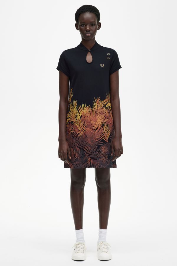 Palm Print Piqué Dress