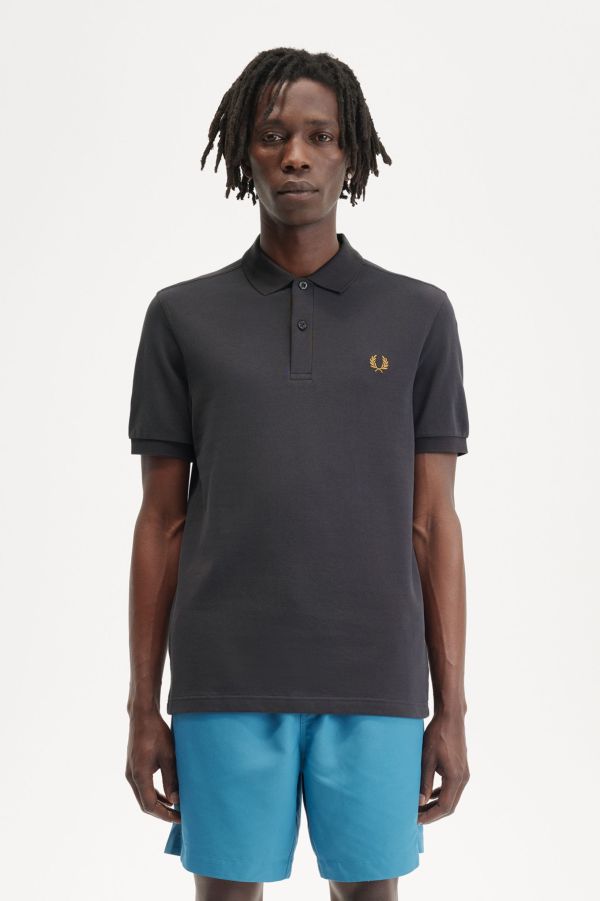 M3600 - Snow White / Burnt Red / Navy | The Fred Perry Shirt 
