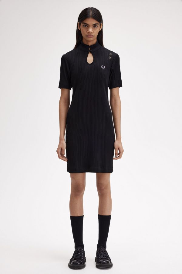 Ribbed Polo Shirt Dress