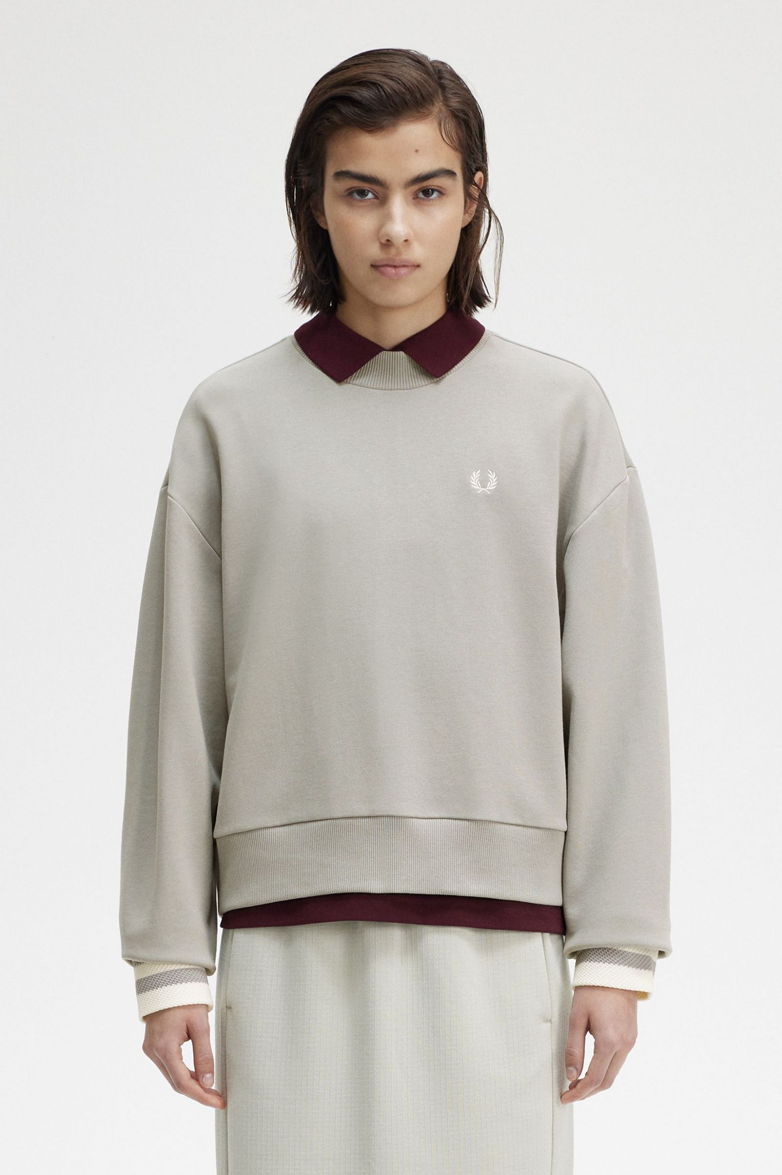 Knitted Trim Sweatshirt - Limestone | Women's Sweatshirts | Sports