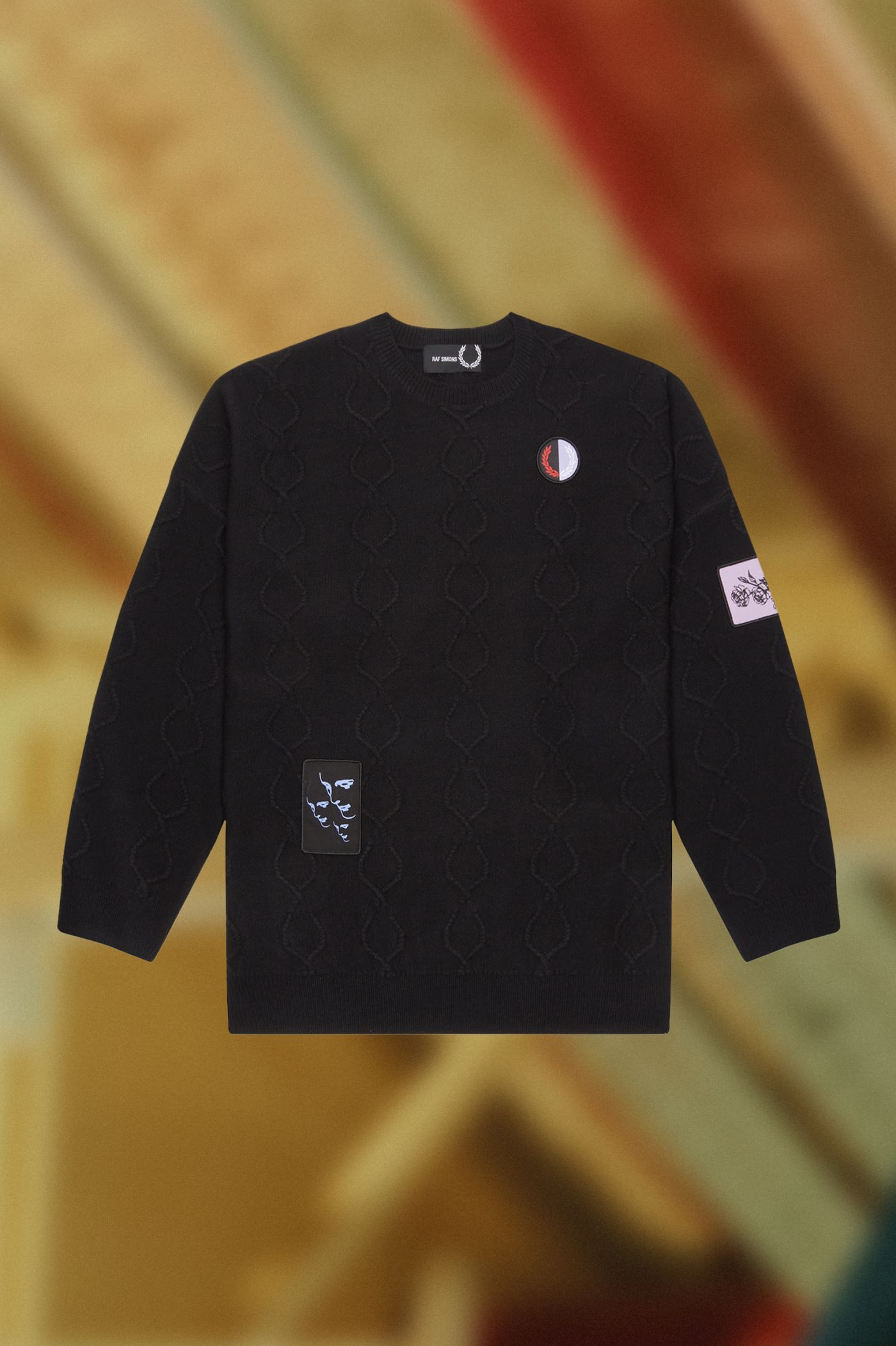 Oversized Laurel Wreath Jumper - Black | Raf Simmons - Fred Perry