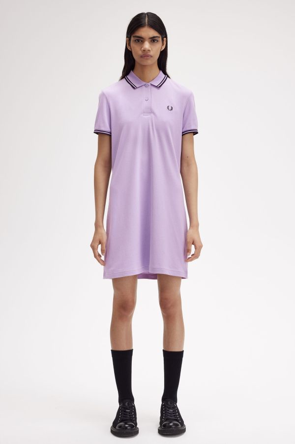 Vestido camiseiro Fred Perry com borda com ponto descontínuo dupla