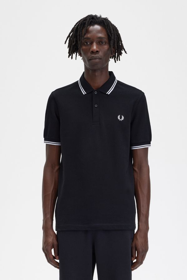 M12 - White / Ice / Maroon | The Fred Perry Shirt | Men's Short 