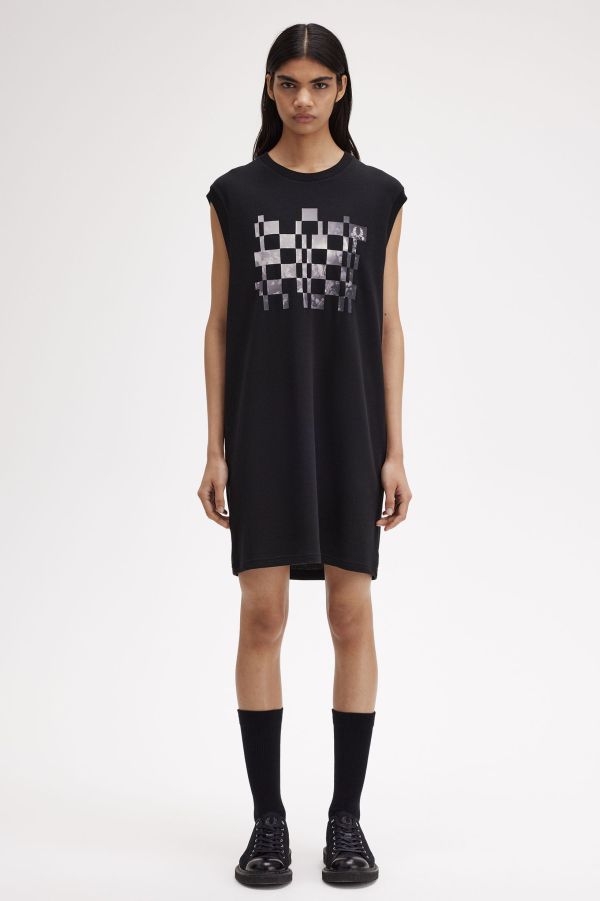 Graphic Print Piqué Dress