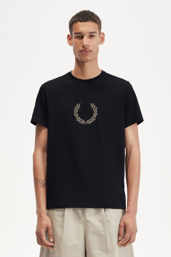 Geometric T-Shirt - Men\'s Designer | Black | T-Shirts US Fred | Perry for T-Shirts Men