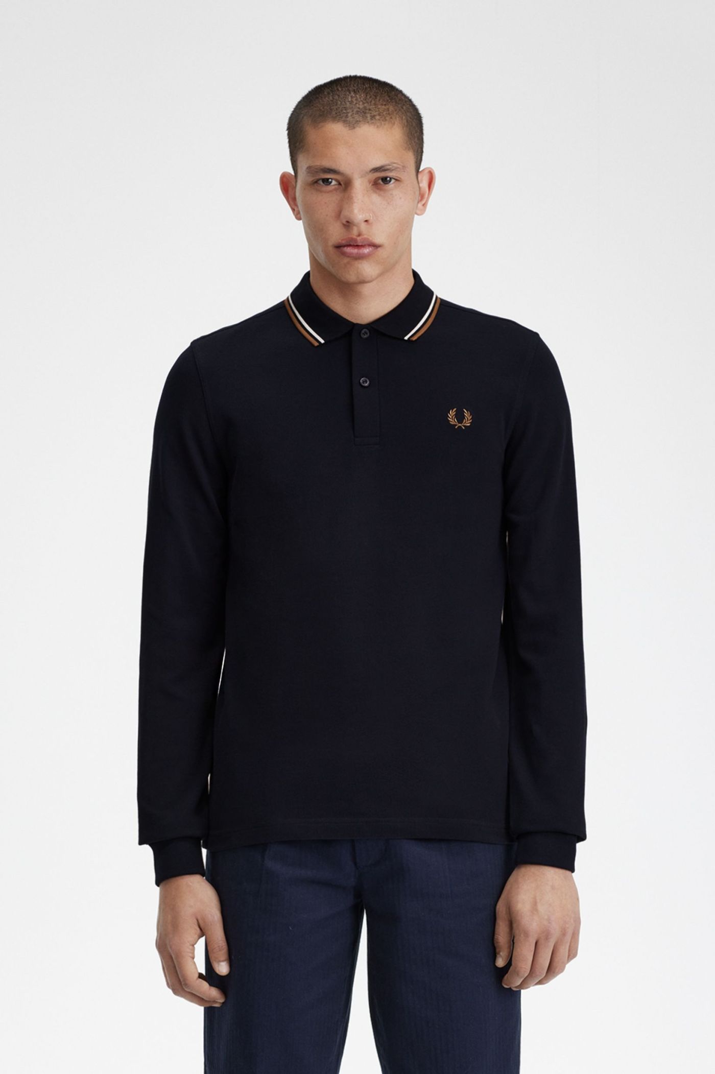 M3636 - Navy / Snow White / Shaded Stone | The Fred Perry Shirt 
