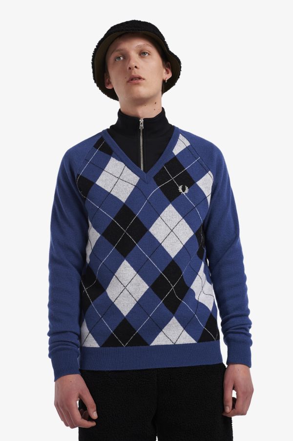 Lambswool Argyle V-Neck Jumper