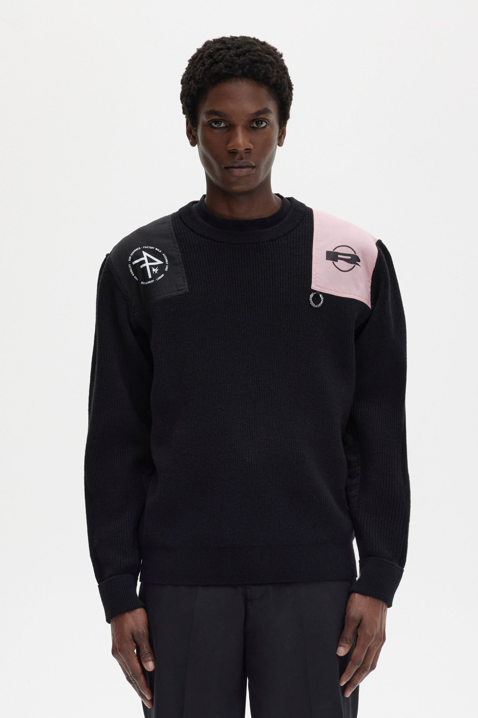 Printed Jumper Black Raf Simons Polo Shirts Sweatshirts Outerwear Fred Perry UK