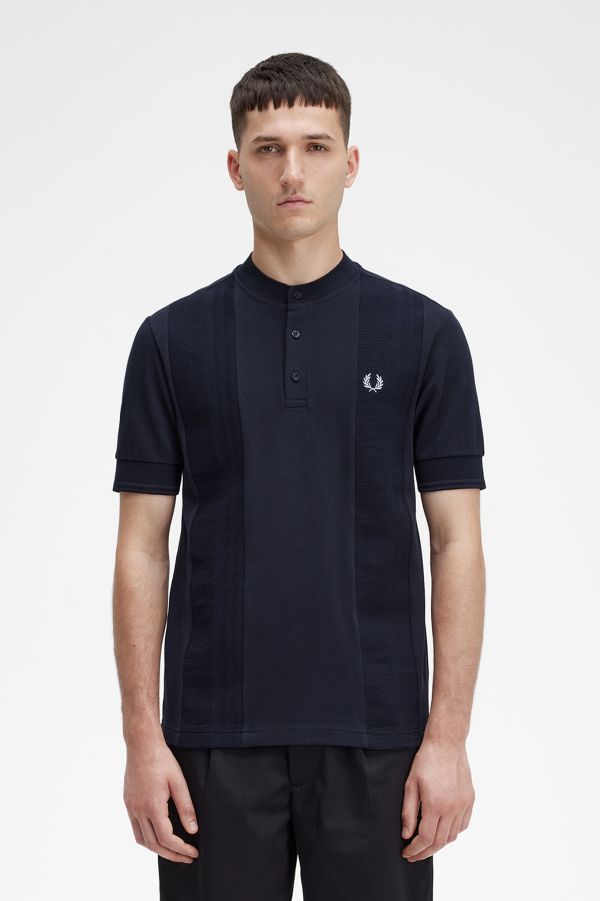 Contrast Trim Henley Shirt