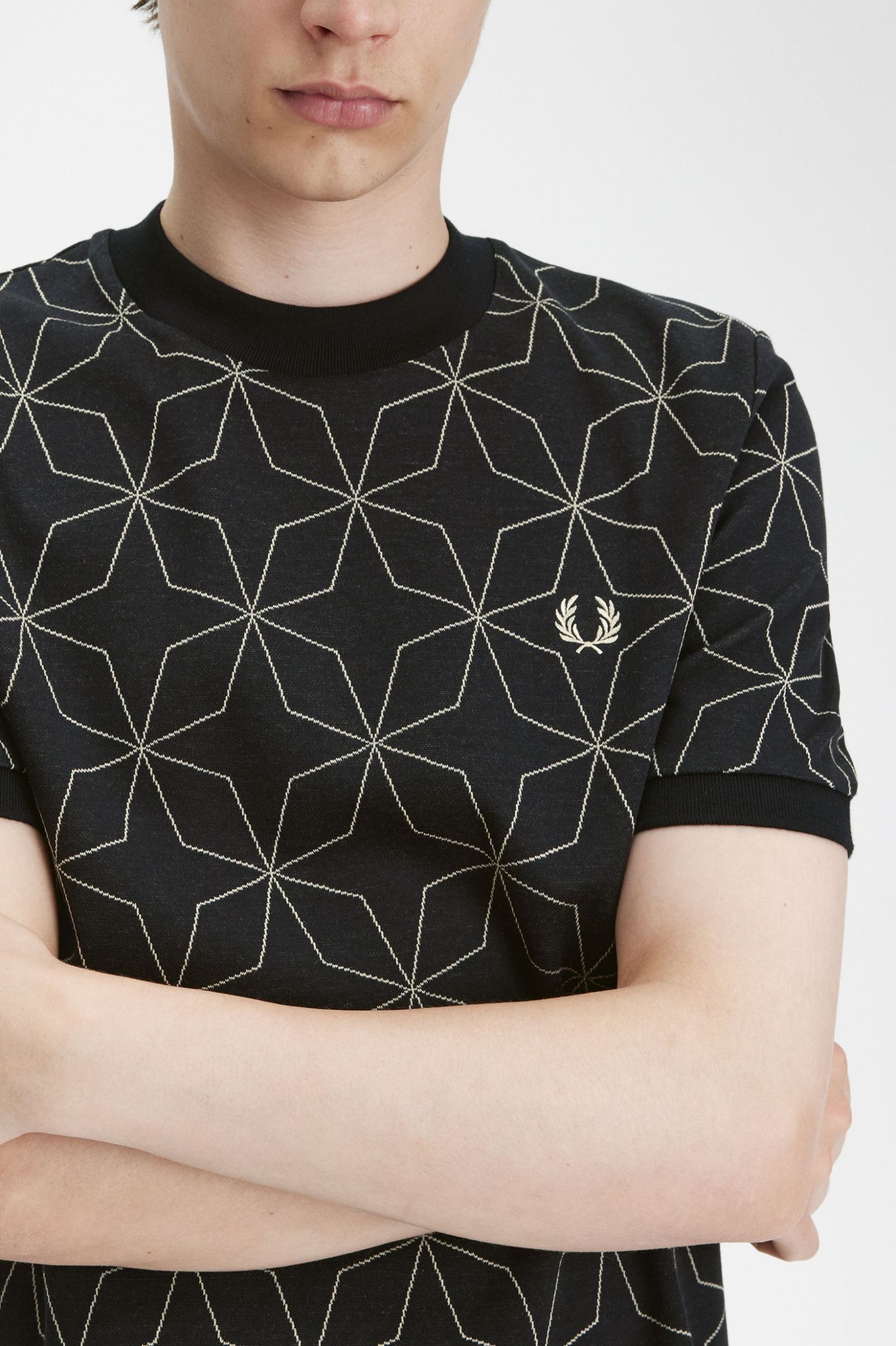 Geometric T-Shirt - | Men\'s US for Men T-Shirts Designer T-Shirts Perry | Black | Fred