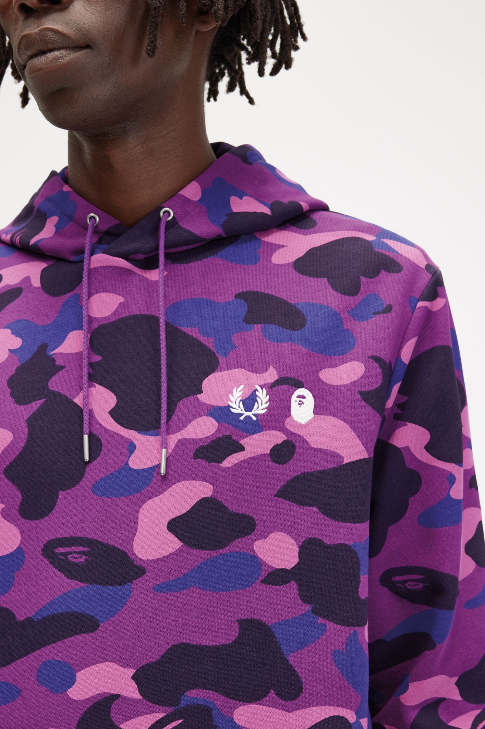 Fred Perry Men's x BAPE Popover Hoodie Purple Medium