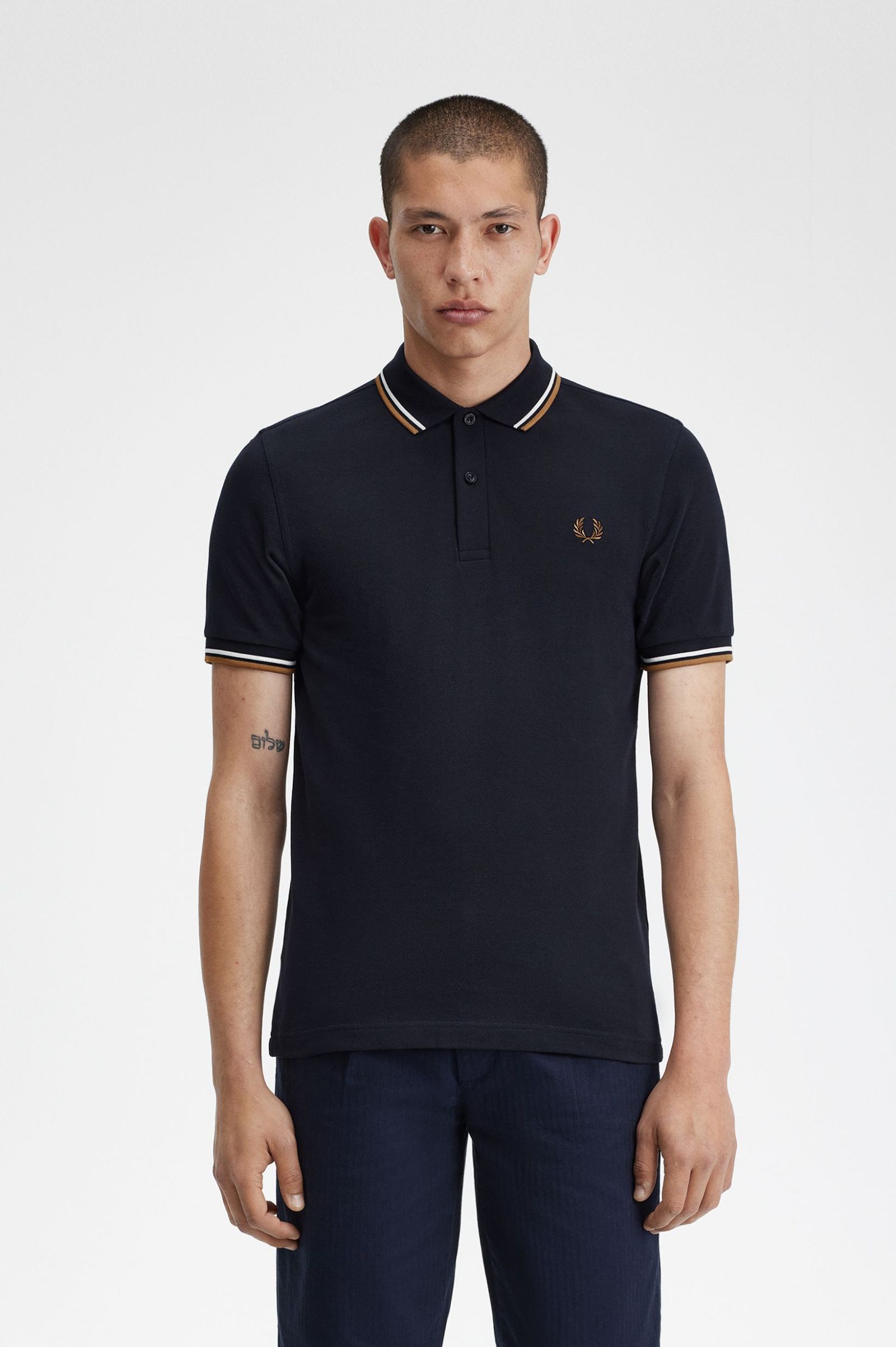 M3600 - Navy / Snow White / Shaded Stone | The Fred Perry Shirt | Men's ...