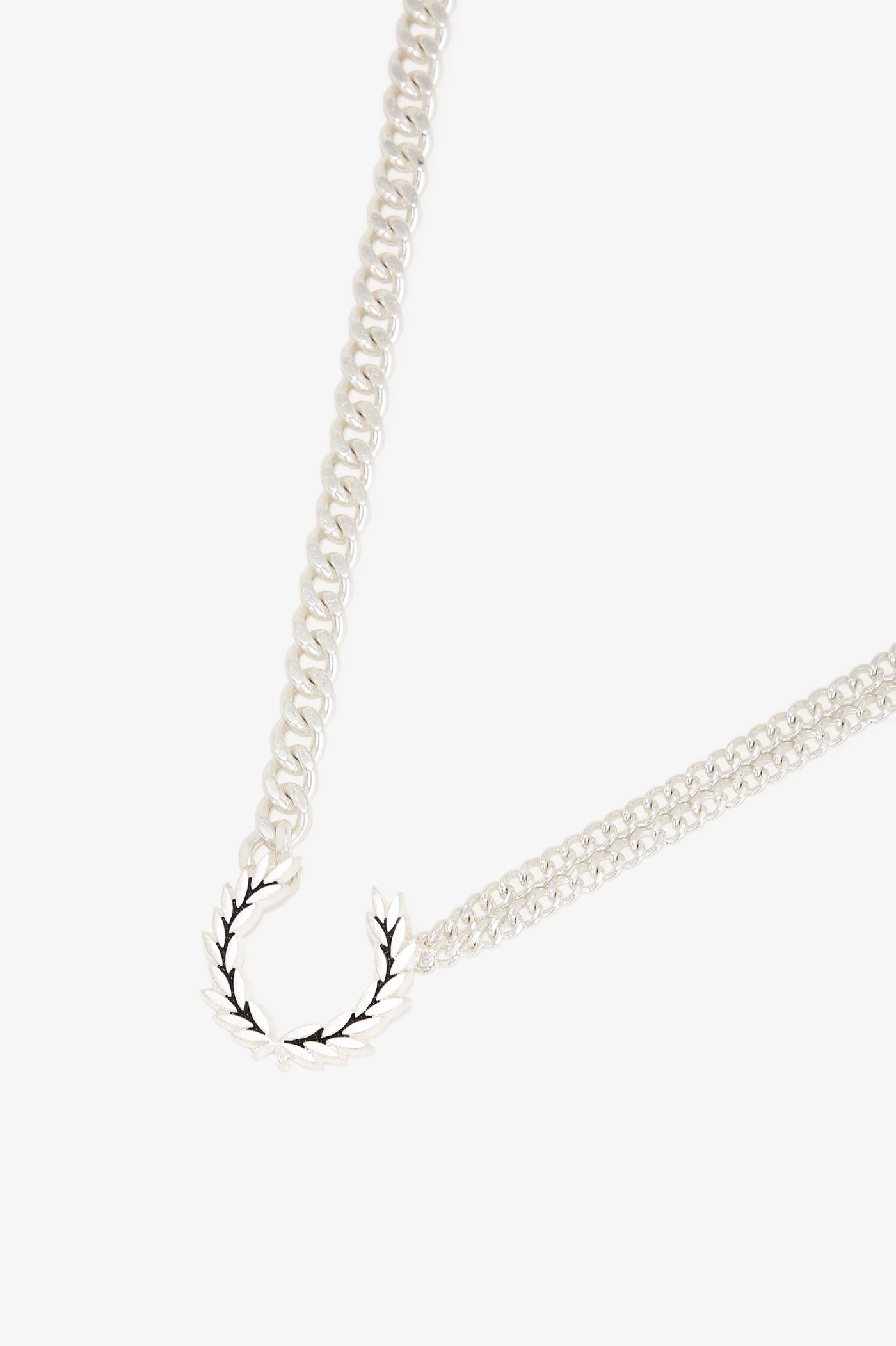 Double Chain Laurel Wreath Necklace - Metallic Silver | Accessories 