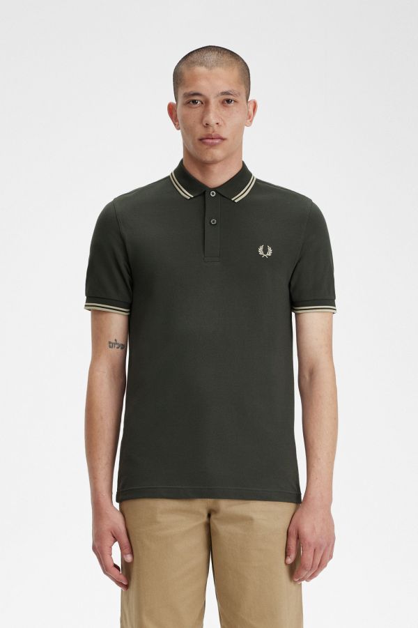 M3600 - Navy / Snow White / Shaded Stone | The Fred Perry Shirt 