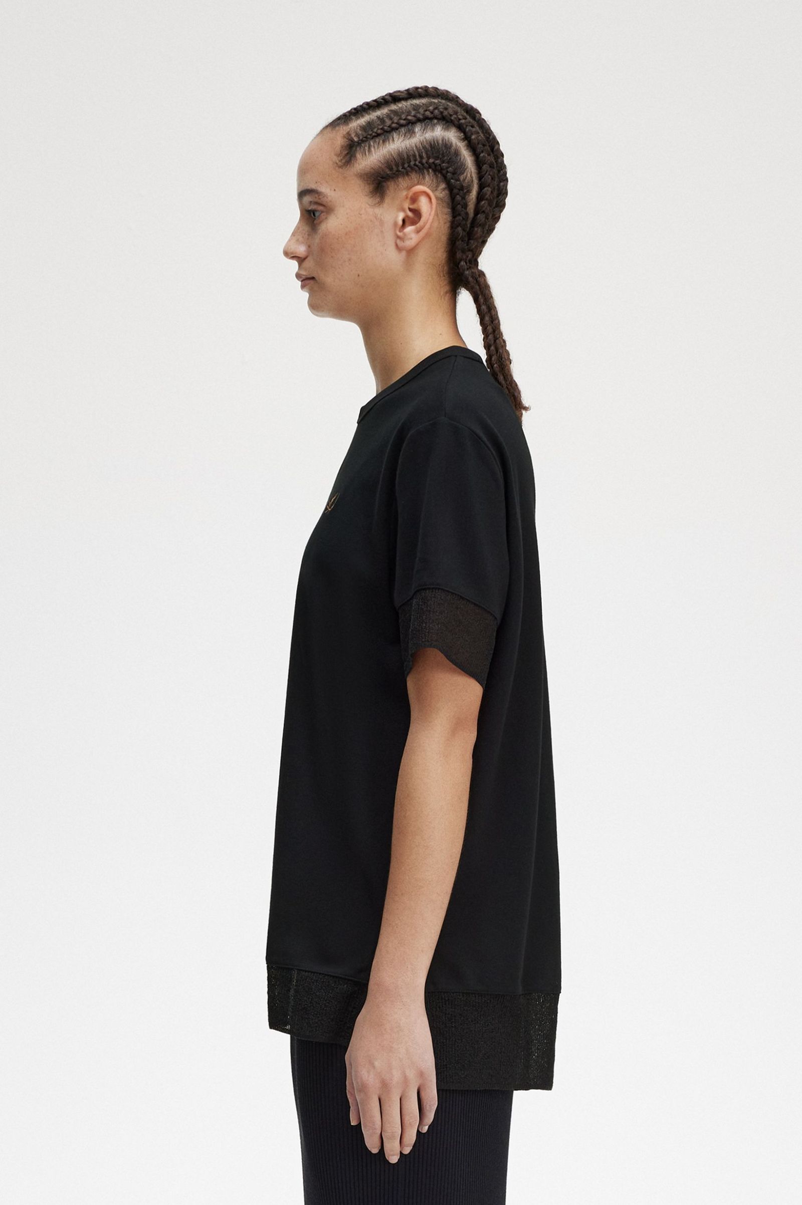 Sheer Trim Piqué T-Shirt