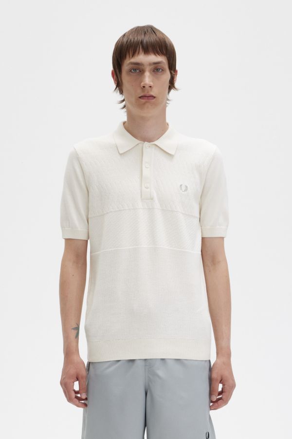 Tonal Panel Knitted Shirt