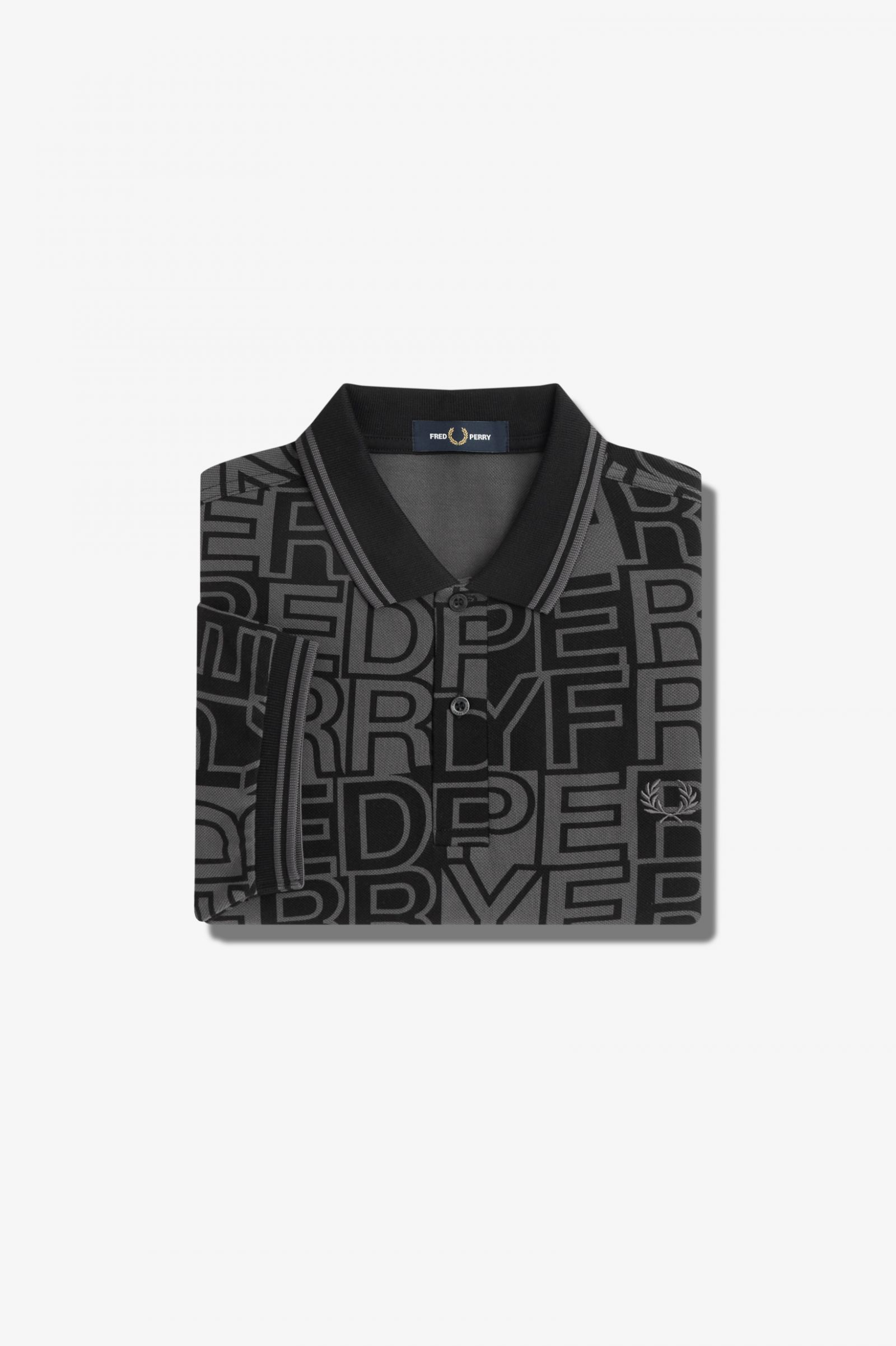 Block Graphic Fred Perry Shirt - Gunmetal | Men's Polo Shirts