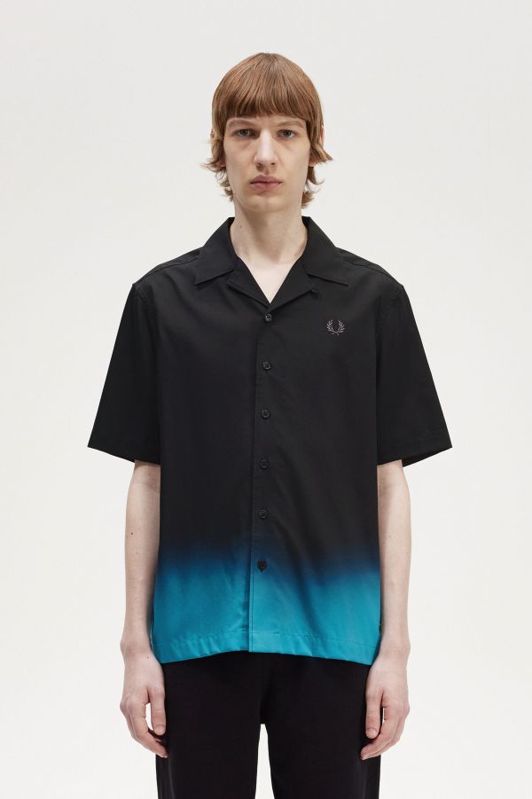 Short Sleeve Knitted Collar Shirt - Navy | Men's Shirts | Designer 
