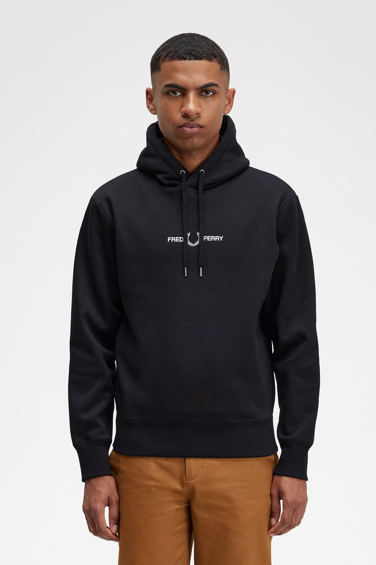 Fred perry black hoodie on sale