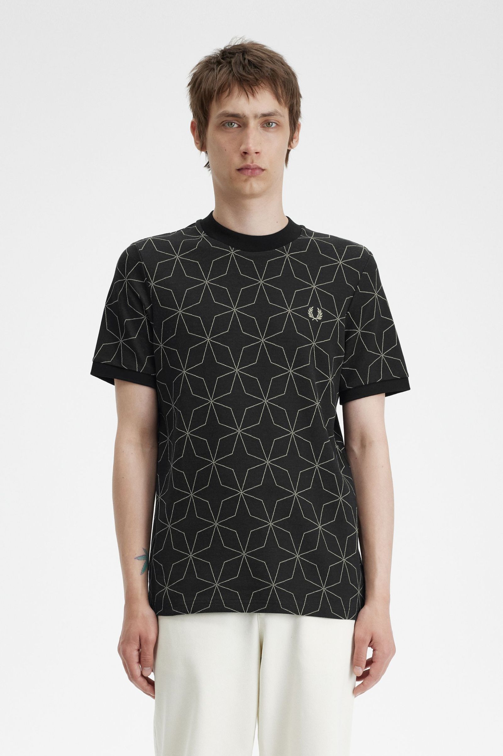 Geometric T-Shirt - Black T-Shirts for Perry Fred Men T-Shirts Men\'s Designer US | | 
