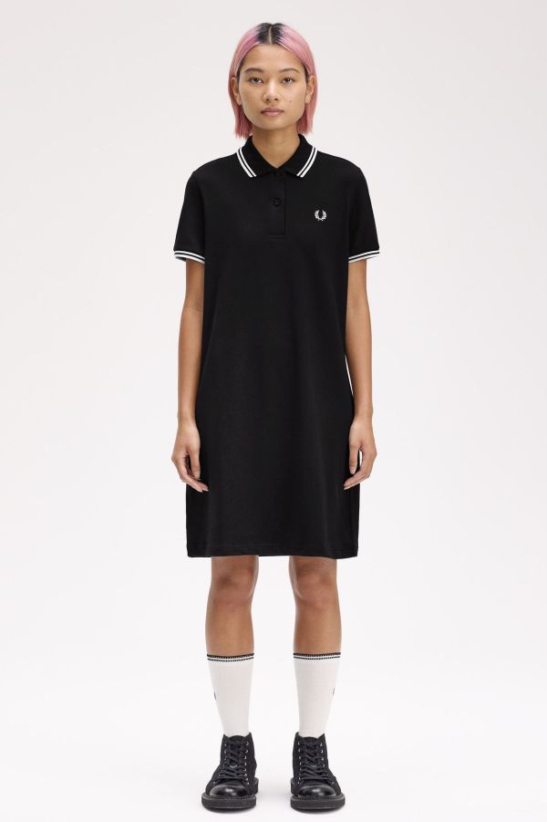 Vestido tipo polo con ribete con dos franjas Fred Perry