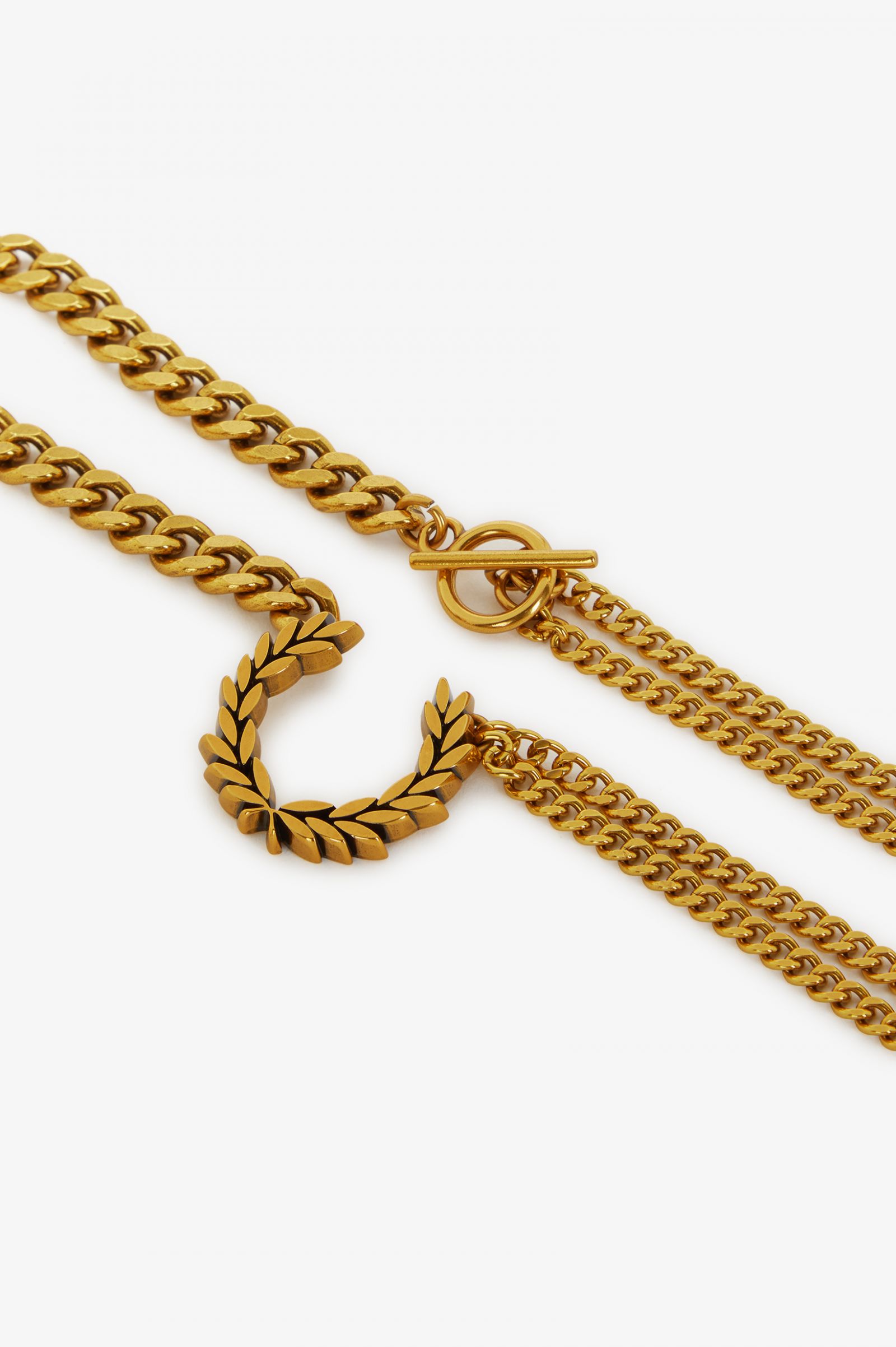Double Chain Laurel Wreath Necklace - Gold | Men's Accessories