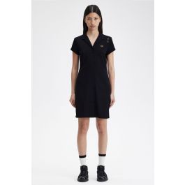 Button Through Piqué Shirt Dress - Black | Amy Winehouse 