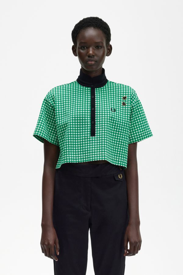 Cropped Gingham Piqué Shirt