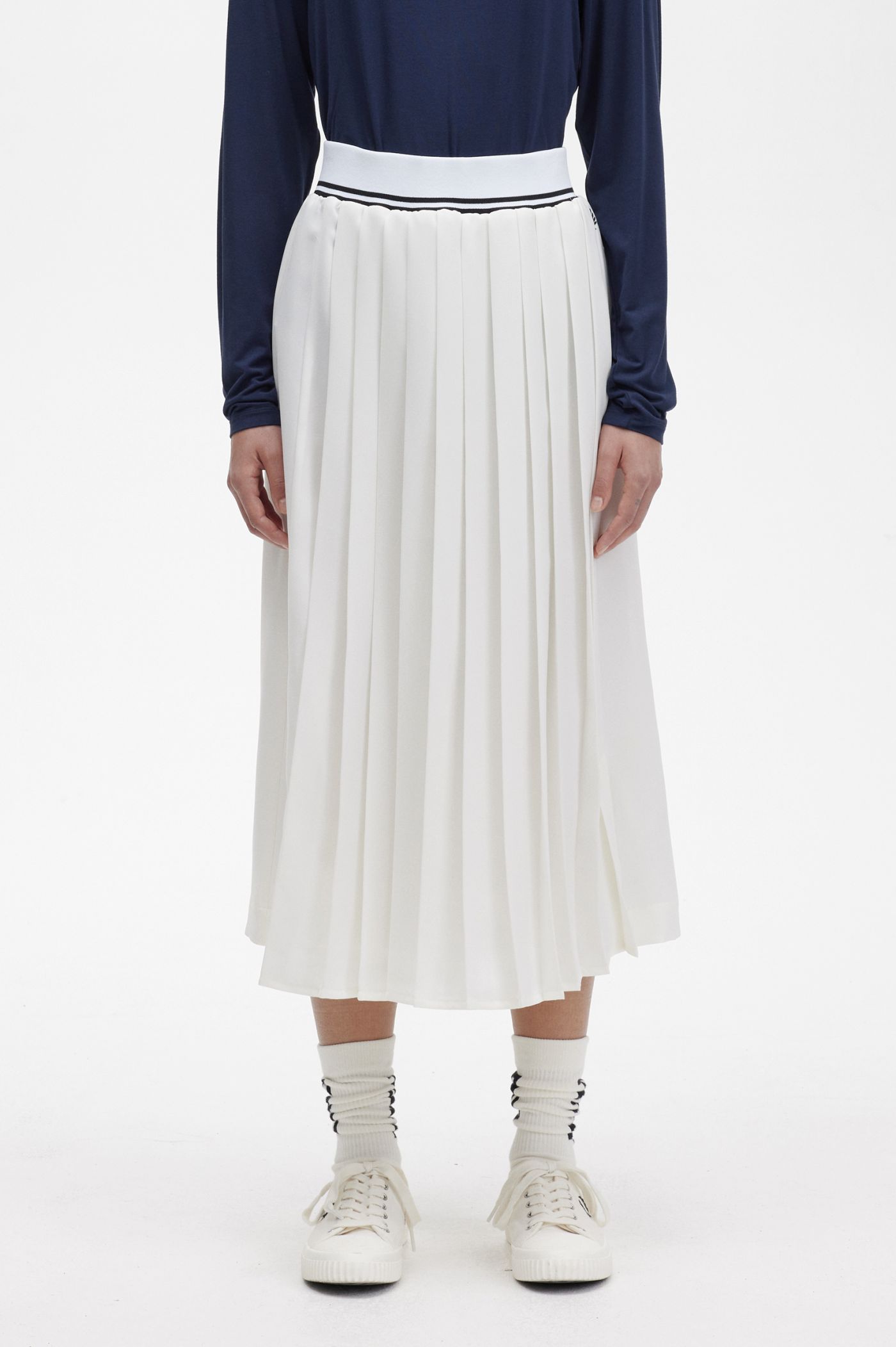 Tipped Pleated Skirt - Snow White | Women's Shirts | Checked